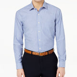 Club Room Men's Regular Fit Stripe Dress Shirt Blue Size 18.5x34-35