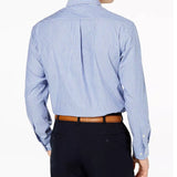 Club Room Men's Regular Fit Stripe Dress Shirt Blue Size 18.5x34-35