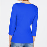 Karen Scott Women's Cotton 3/4-Sleeve Top Blue Size Small