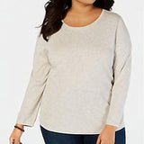 Style & Co Women's Long-Sleeve Crewneck Top Brown Size Medium
