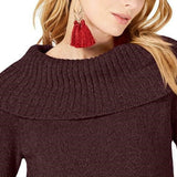 INC International Concepts Women's Chenille Cowl-Neck Sweater Medium Red Size Large