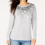 INC International Concepts Women's Sequined Knit Top Gray Size 2 Extra Large