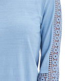 Charter Club Women's Crochet-Inset Top Light Blue Size Medium