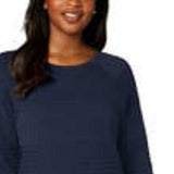 Karen Scott Women's Curved-Hem Sweater Dark Blue Size Small