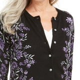 Karen Scott Women's Floral-Print Button-Up Cardigan Purple Size Small