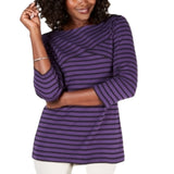 Karen Scott Women's Striped Crossover Top Purple Size Small