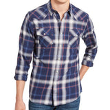 American Rag Men's Plaid Western Shirt Navy