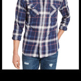 American Rag Men's Plaid Western Shirt Navy