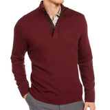 Tasso Elba Men's Supima Cotton Textured 1/4-Zip Sweater Brown Size Large