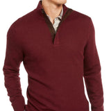 Tasso Elba Men's Supima Cotton Textured 1/4-Zip Sweater Brown Size Large