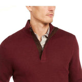Tasso Elba Men's Supima Cotton Textured 1/4-Zip Sweater Brown Size Large