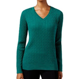 Karen Scott Women's Cotton V-Neck Sweater Dark Mrine mrl Size Small