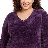 Karen Scott Women's Plus Size V-Neck Chenille Sweater Purple Size Extra Large