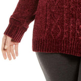 Karen Scott Women's Plus Chenille Cable-Knit Sweater Merlot Size 1X