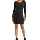 Style & Co Women's Ribbed-Knit Sweater Dress Black Size Medium