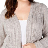Karen Scott Women's Plus Size Pointelle Open-Front Cardigan Gull Marl Size 3X