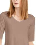 Alfani Women's V-Neck Swing Tunic Pottery Clay Size Small
