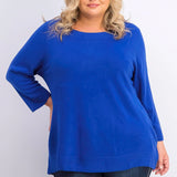 Karen Scott Women's Ballet Neckline Sweater Navy Size 2X