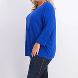 Karen Scott Women's Ballet Neckline Sweater Navy Size 2X