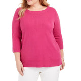 Karen Scott Women's Plus Size Ballet Neckline Sweater Med Pink Size 1 Extra Large