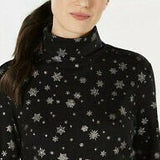 Karen Scott Women's Snowy Glory Mock-Neck Top Black Size Small