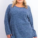 Karen Scott Women's Plus Size Marled Microfleece Top Blue Size 3 Extra Large