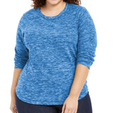 Karen Scott Women's Plus Size Marled Microfleece Top Teal Size 1X
