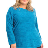 Karen Scott Women's Plus Sport Space-Dye Microfleece Top True Teal Size 3 Extra Large