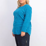Karen Scott Women's Plus Sport Space-Dye Microfleece Top True Teal Size 3 Extra Large