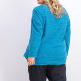 Karen Scott Women's Plus Sport Space-Dye Microfleece Top True Teal Size 3 Extra Large