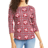 Charter Club Women's Tile-Print Top Red Size Extra Large