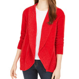 Style & Co Women's Shawl-Collar Open-Front Cardigan Red Size Medium