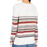 Style & Co Women's Striped Studded Sweater Beige Size Large