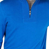 Alfani Men's Quarter-Zip Ribbed Placket Sweater  Med Blue Size Extra Large