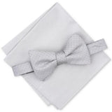 Alfani Men's Mini Neat To-Tie Bow Tie & Solid Pocket Square Set Gray Size Regular