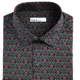 Bar III Men's Slim-Fit Performance Stretch Rose Arch-Print Dress Shirt Black Size 32-33
