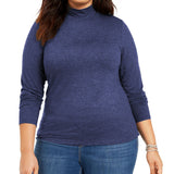 Style & Co Women's Plus Size Solid Mock-Neck Top  Blue Size 3 Extra Large