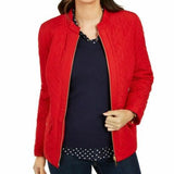 Charter Club Women's Quilted Mandarin-Collar Jacket  Red Size Small