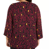 JM Collection Women'sCollection Plus Size Animal-Print Blouse & Necklace  Purple Size 3 Extra Large