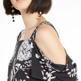 INC International Concepts Women's Cold-Shoulder Top Black Size Large