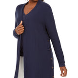 JM Collection Women's Side-Button Open-Front Cardigan Blue Size Small
