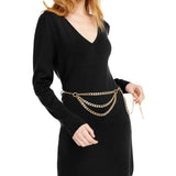 INC International Concepts Women's Chain-Belt Sweater Tunic Black Size Extra Large