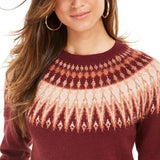 Style & Co Women's Fair Isle Crewneck Sweater Red Size Small