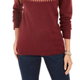 Style & Co Women's Fair Isle Crewneck Sweater Red Size Small