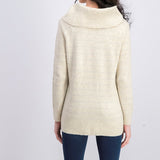 Style & Co Women's Lurex Cowl-Neck Sweater Light Beige Size Large