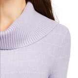 Style & Co Women's Lurex Cowl-Neck Sweater Lilac Size Extra Large