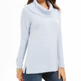 Style & Co Women's Lurex Cowl-Neck Sweater Light Blue Size Medium