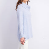 Style & Co Women's Lurex Cowl-Neck Sweater Light Blue Size Medium