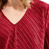 Alfani Women'sV-Neck Ribbed Velvet Top Wine Size Medium