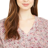 Style & Co Women's V-Neck Dolman-Sleeve Sweater Pink Medium